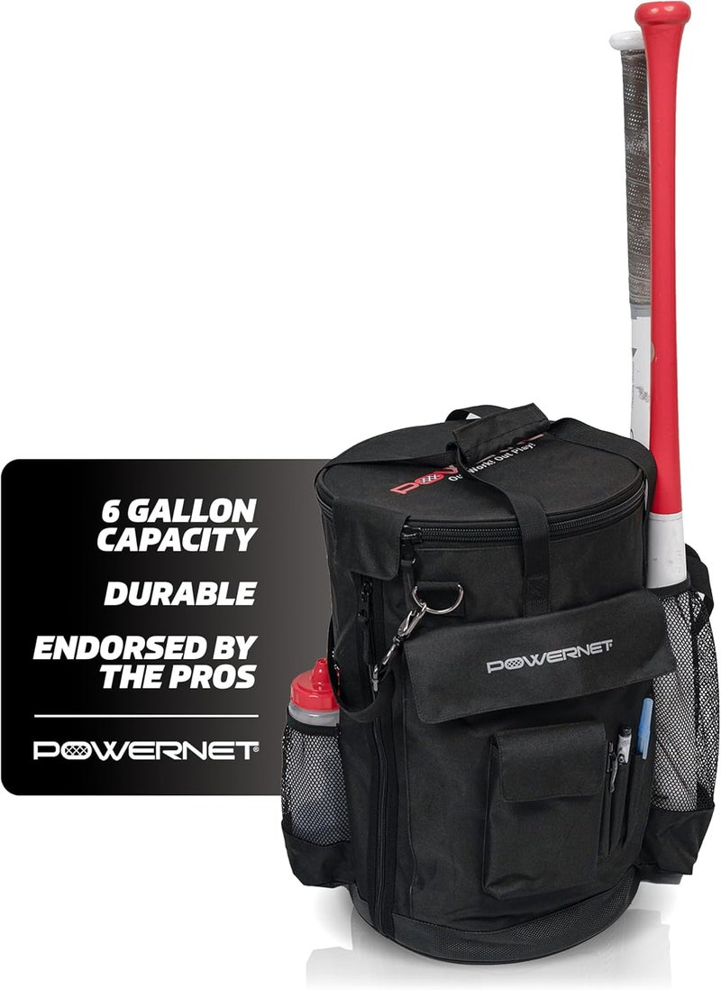 PowerNet Baseball Softball Coaching Bucket Caddy Cover, Multiple Pockets Carry Gameday Essentials, 3 Styles for 6 Gallon Bucket Organization Including All Terrain Wheeled - Image 1